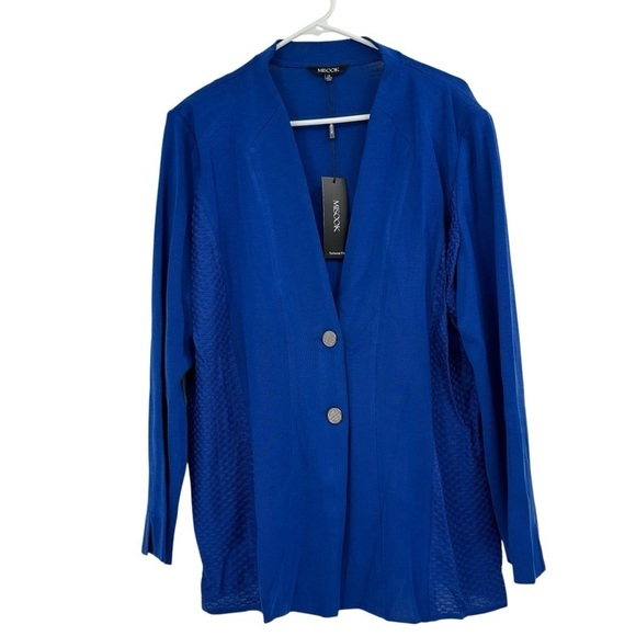 NEW Misook Plus Size 1X Royal Blue Knit Cardigan Career Business Attire - Picture 1 of 8